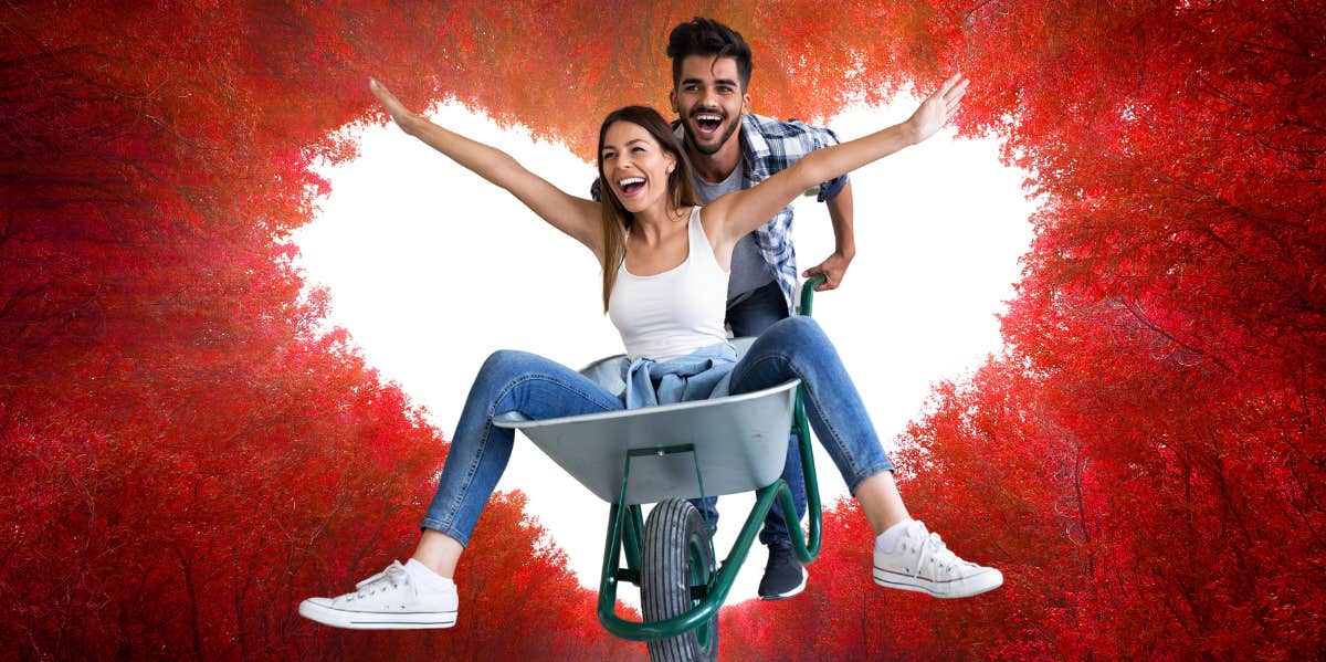 These 3 Specific Zodiac Signs Are The Luckiest In Love This Month man and woman riding a bike together