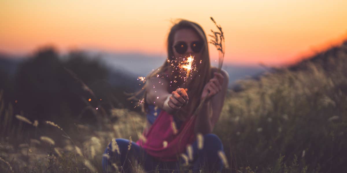 woman with sparkler