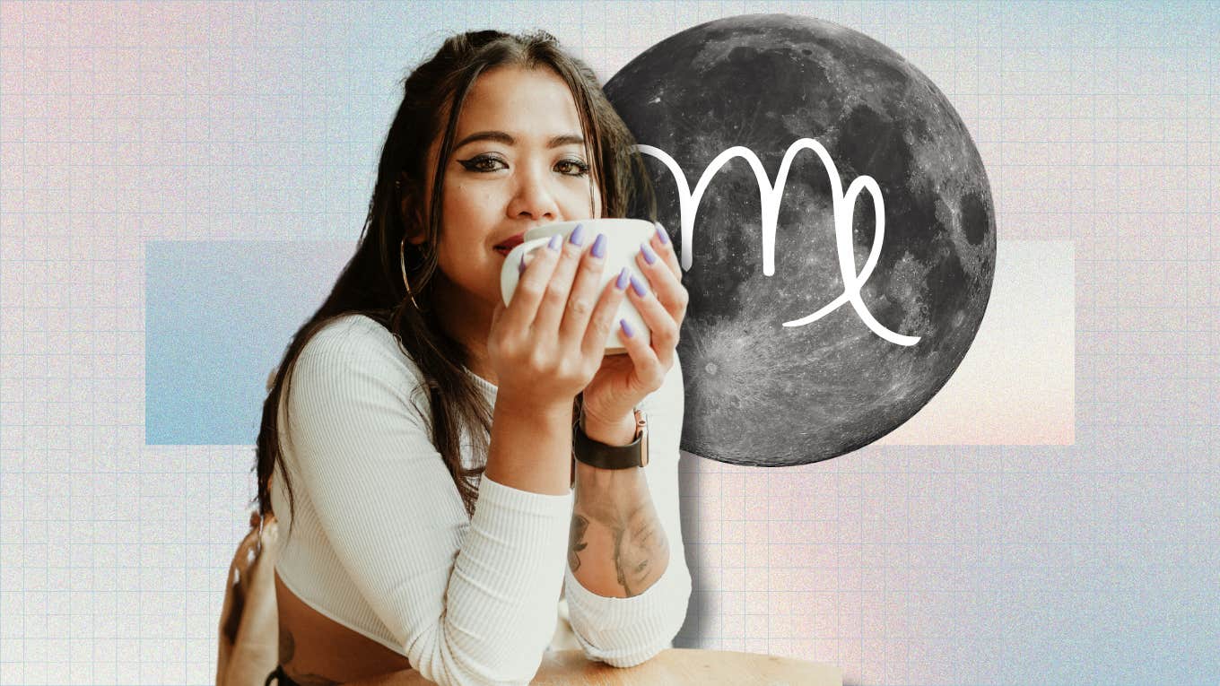 virgo moon and woman drinking coffee