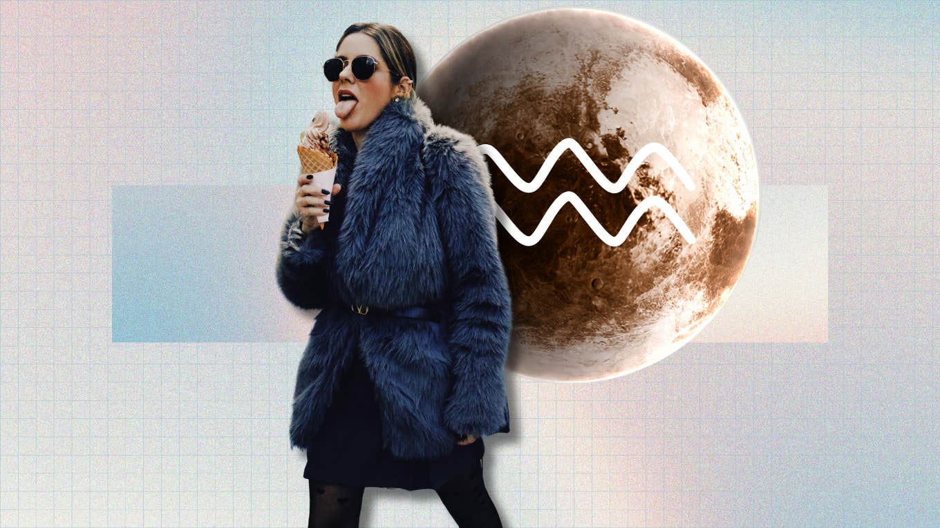 woman eating ice cream, pluto and aquarius