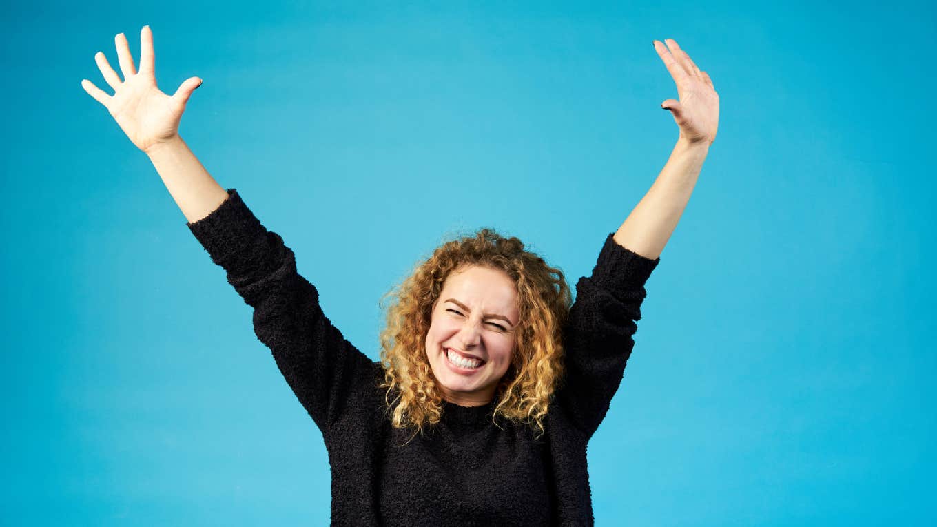 woman happy with her day