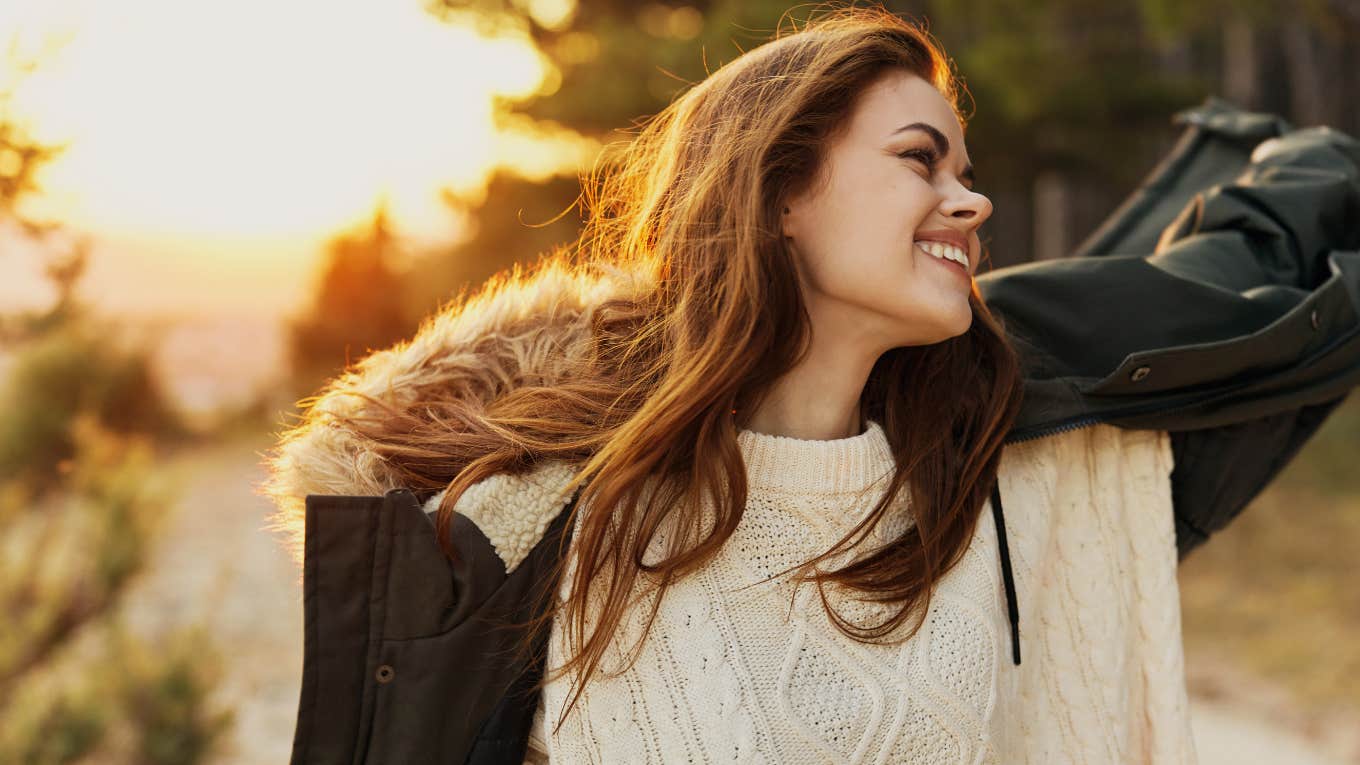 happy woman in nature