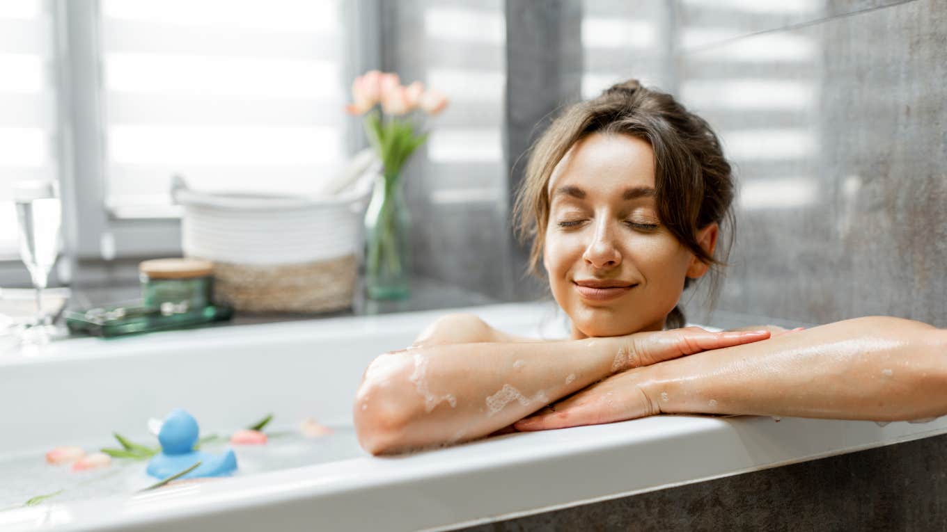 woman relaxing in a tub