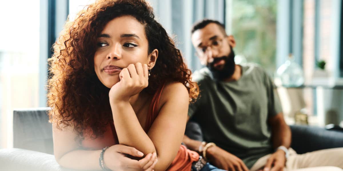 man and woman unhappy