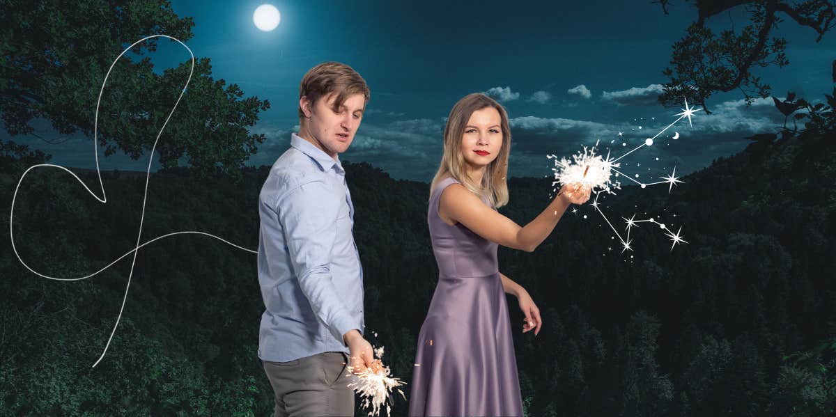couple and sparklers