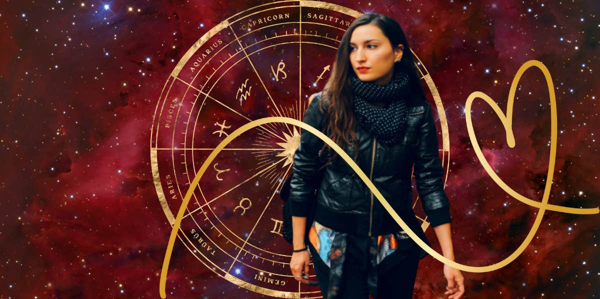 The 3 Zodiac Signs That Are The Hardest To Fall In Love With woman and zodiac wheel with heart