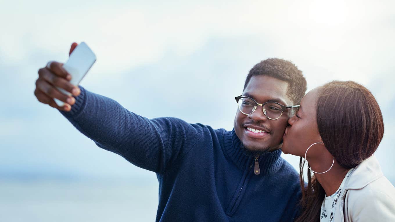 couple in love taking a selfie