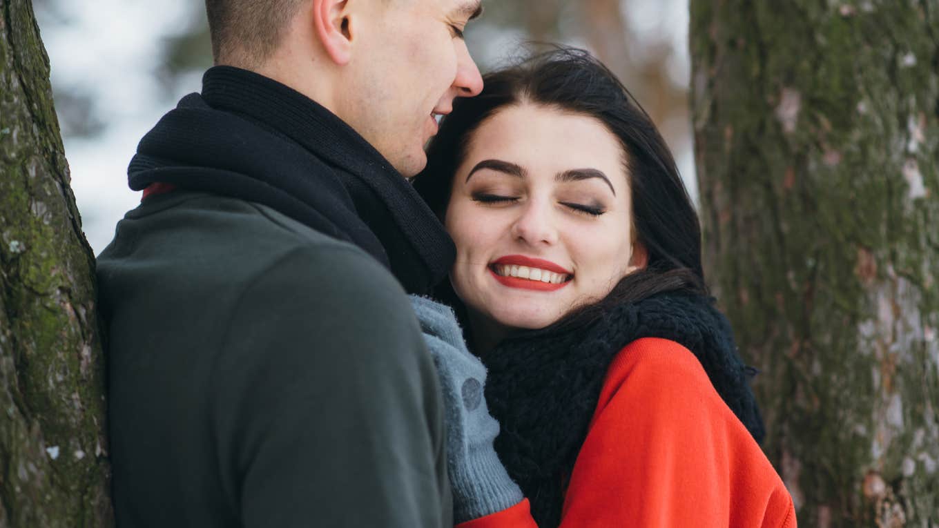 woman happily in love