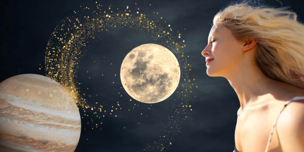 woman manifesting with moon and jupiter