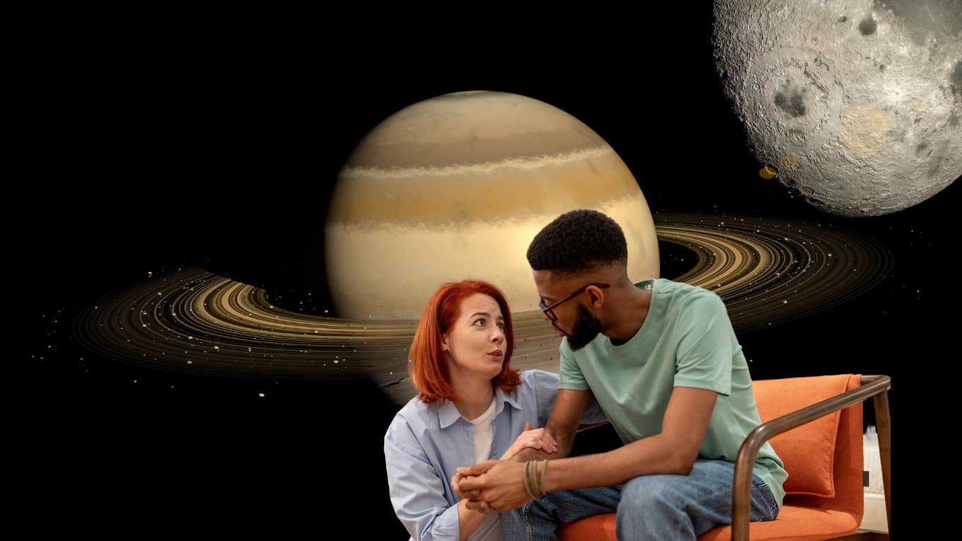 couple having an intimate conversation saturn and moon