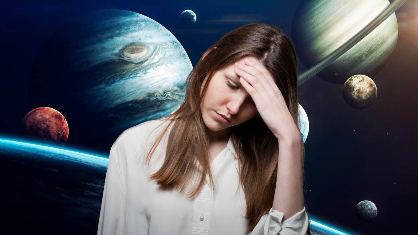 woman with cosmic headache