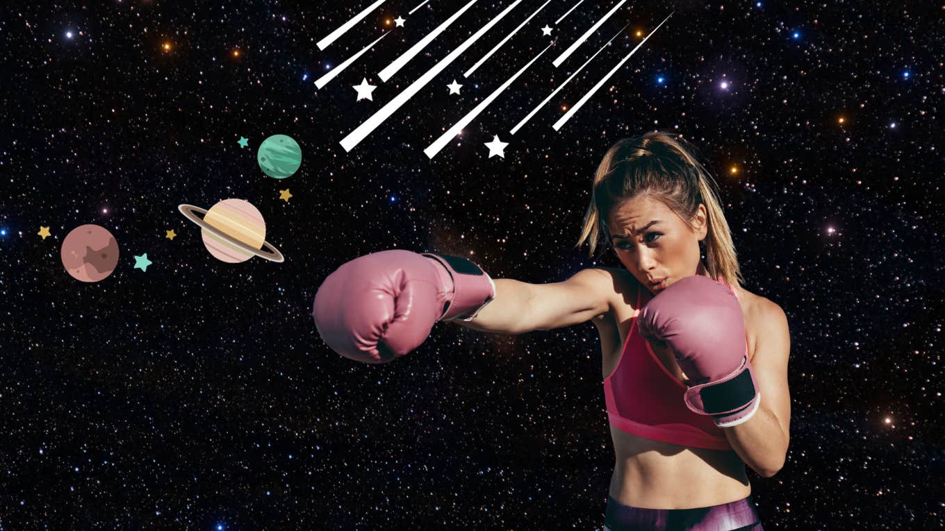 woman battling the universe