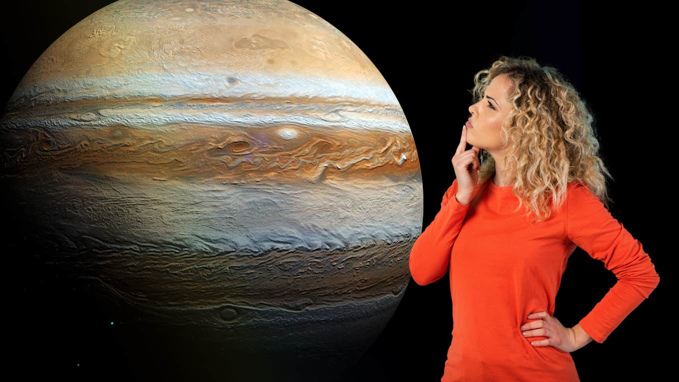 woman confused looking at jupiter