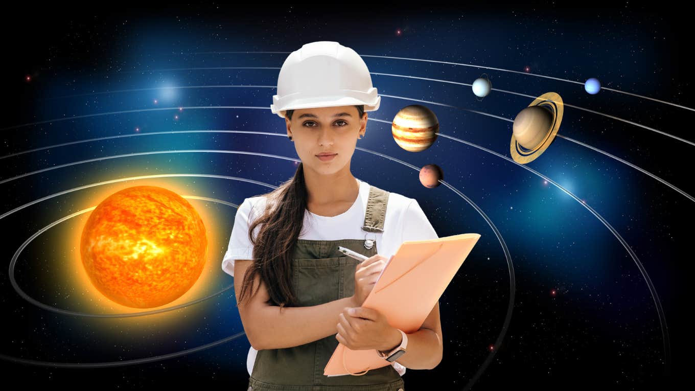 women wearing hard hat in outer space