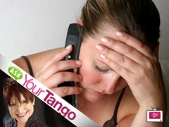 upset woman on phone