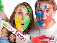 man and woman covered in paint