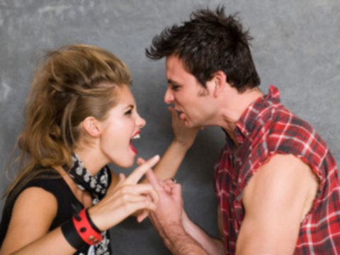 grunge man and woman arguing