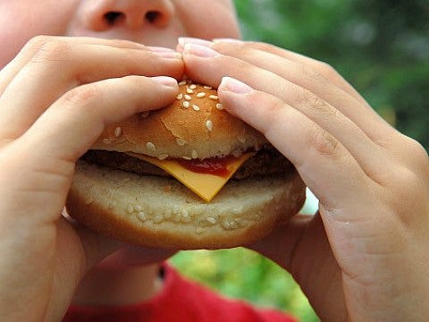 eating a burger