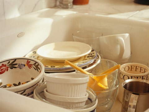 dirty dishes in sink