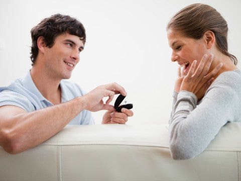 Marriage advice man proposing to woman