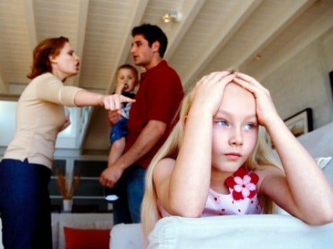 parents arguing in front of child