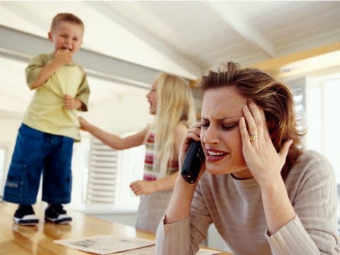 A mother with unruly kids a mother with unruly kids
