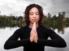 woman praying meditation