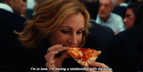 <b> The kiss with your pizza on the way home. </b>
<b>Awkward Factor</b>: 1/5 champagne flutes. Seriously. Pizza is kind. Pizza is patient. Pizza is not jealous of the garlic knots. New Year's Eve, 2015, kissing