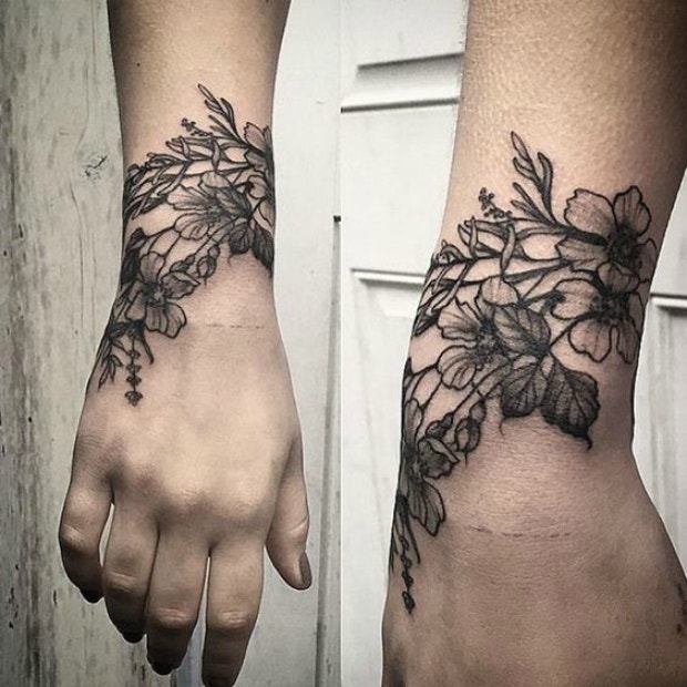 Floral wrist tattoo by Sam Blue at House of Colour in Bay Shore NY  r tattoo