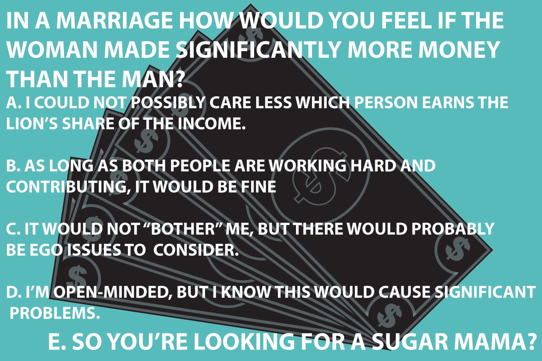 IN A MARRIAGE, HOW WOULD YOU FEEL IF THE WOMAN MADE SIGNIFICANTLY MORE MONEY THAN THE MAN?