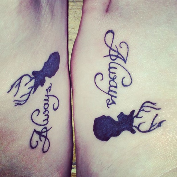 Matching Harry Potter tattoos  Matching harry potter tattoos Harry potter  tattoos Matching best friend tattoos