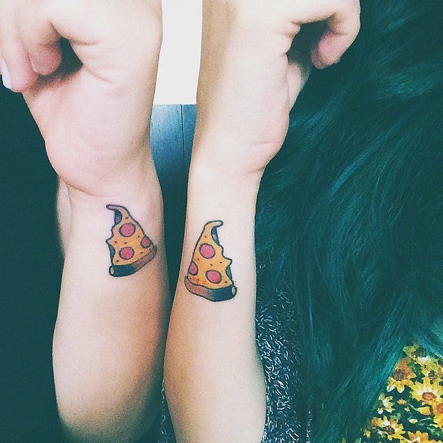 Pizza best friends matching tattoo 