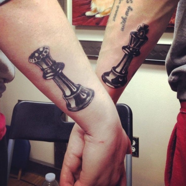 Chess King and Queen Couples Temporary Tattoo