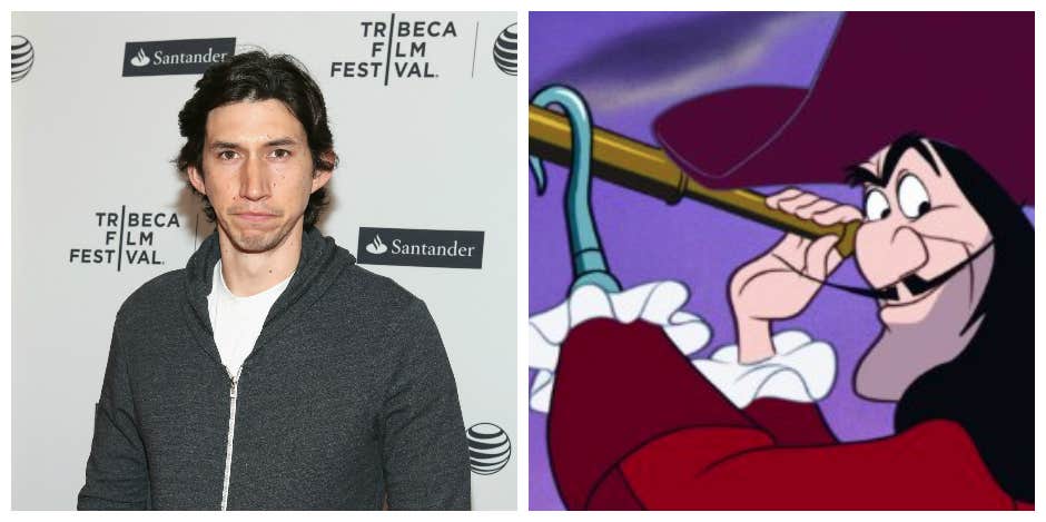 Adam Driver and Captain Hook - Robin Marchant/Getty Images & Disney