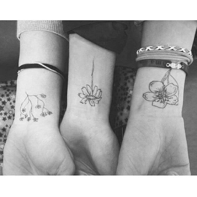 Stages of flowers best friends matching tattoo 