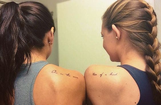 One in the same two of a kind best friends matching tattoo 
