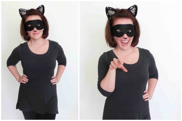 Accessories: Black Mask, Kitty Ears, And Black Eyeliner For Nose And Whiskers