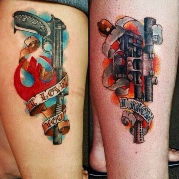 Matching floral gun tattoos  Tattoogridnet