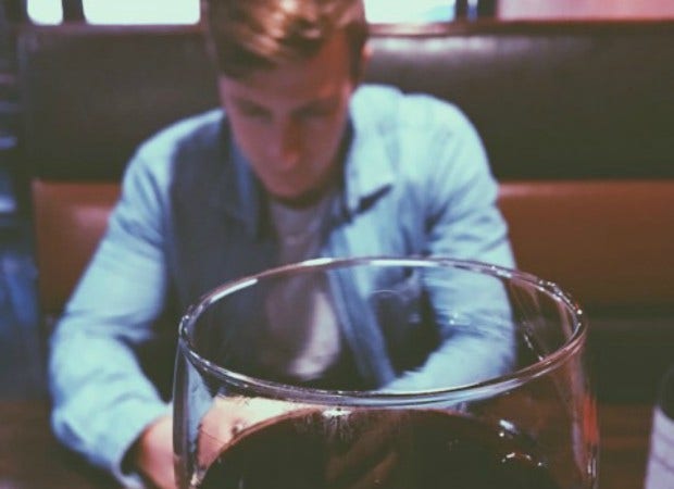 man wine glass