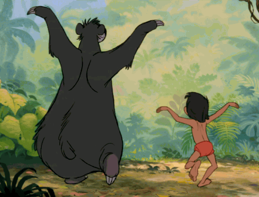 baloo and mowgli dancing