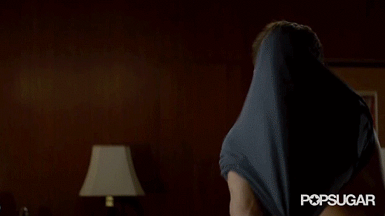He's just taking that shirt off only to put on a thicker shirt It gets chilly at night, and he wouldn't want to catch a cold! Christian Grey in '50 Shades Of Grey' - PopSugar