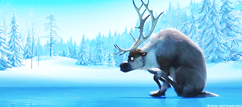 <b> They modeled the reindeer, Sven, after Executive Producer John Lasseter's dog, Frankie! They actually brought in a real reindeer, but he just stood there and didn't move. </b> <a href=“http://img.pandawhale.com/91441-Disney-frozen-gif-fyXn.gif”>Panda Whale</a>