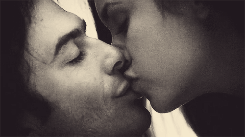 <b> Ian Somerhalder and Nina Dobrev:</b>
Somerhalder and Dobrev are both insanely and unfairly good looking — is it us or does he look like a younger, more virile Rob Lowe? — and they were co-stars and a couple on <i>The Vampire Diaries</i>. The real-life romance didn't last, but they remain on good terms, something the actress confirmed in her recent <i>Nylon</i> cover interview. That means there won't be any bloodsucking awkwardness on set when they step into their roles of Elena and Damon. Ian Somerhalder and Nina Dobrev on "The Vampire Diaries" - Giphy