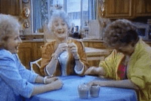 Betty White, Bea Arthur and Rue McClanahan as Rose Nylund, Dorothy Zbornak and Blanche Devereaux on "The Golden Girls"
