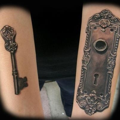 matching lock and key tattoos for couples