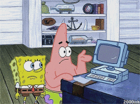 spongebob squarepants and patrick smashing a computer