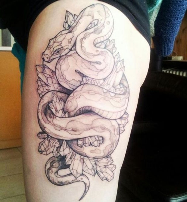 thigh tattoo ideas for women: snake