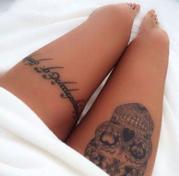 thigh tattoo ideas for women: double