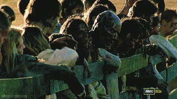 Walker zombie horde in AMC "The Walking Dead"