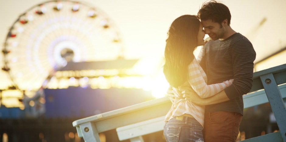 happy couple kissing